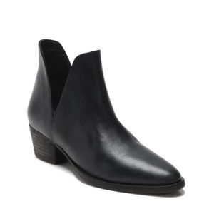 Free People Charm Double-V Ankle Booties in Black Leather, Size 38.5 New in Box